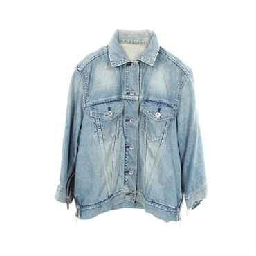 Sacai Side zip Denim Jacket Coat 18-03606 cotton Blue Used Women size 1