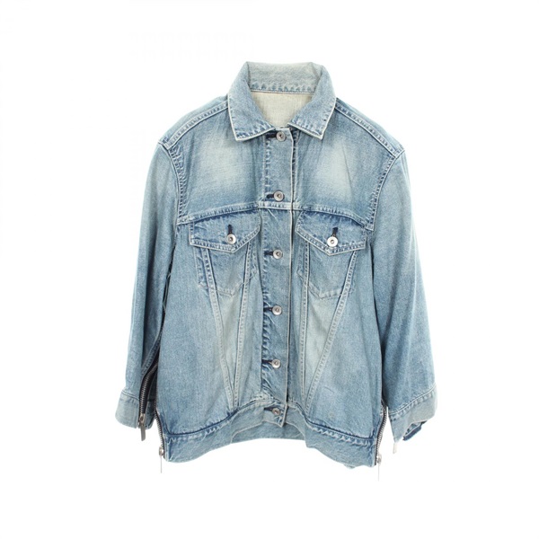 Sacai Side zip Denim Jacket Coat 18-03606 cotton Blue Used Women size 1