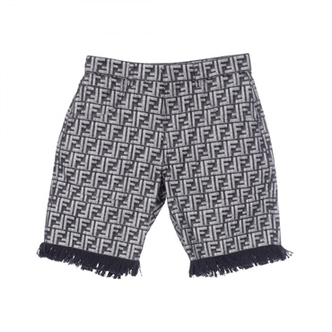 FENDI Zucca Fringe Half Denim pants Shorts #34 FLP307 cotton Navy Used mens