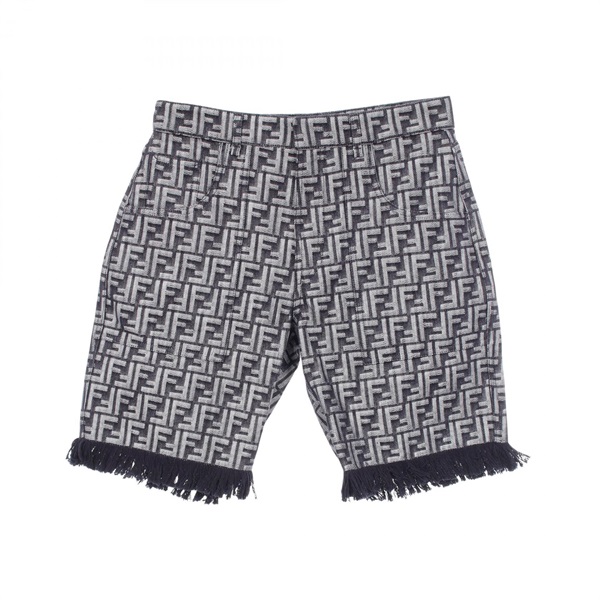 FENDI Zucca Fringe Half Denim pants Shorts #34 FLP307 cotton Navy Used mens