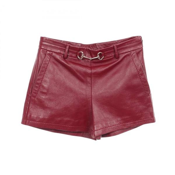 GUCCI Horsebit Short Pants 40815075 Lambskin leather Bordeaux Used Women #40
