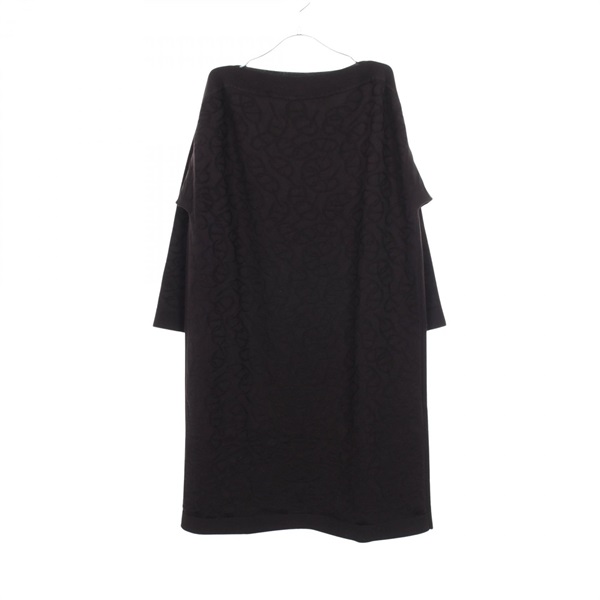 HERMES Chaine d'Ancre pattern Dress 4E2530DC silk cotton Black Used Women #34
