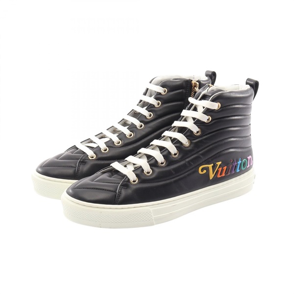 LOUIS VUITTON Stellar line High top Sneakers Shoes #37 leather Black Preowned LV