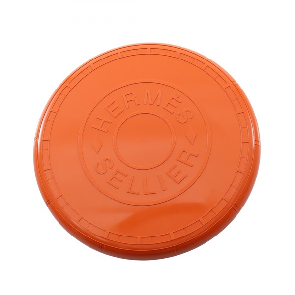 HERMES Frisbee Flying Disc Plastic Feu Orange Preowned unisex