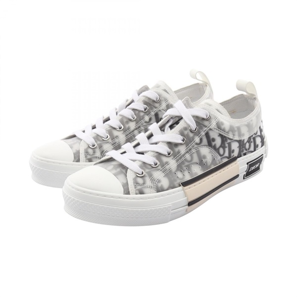 Christian Dior B23 Low Top Sneakers Shoes #40 Oblique Rubber Fabric White Used