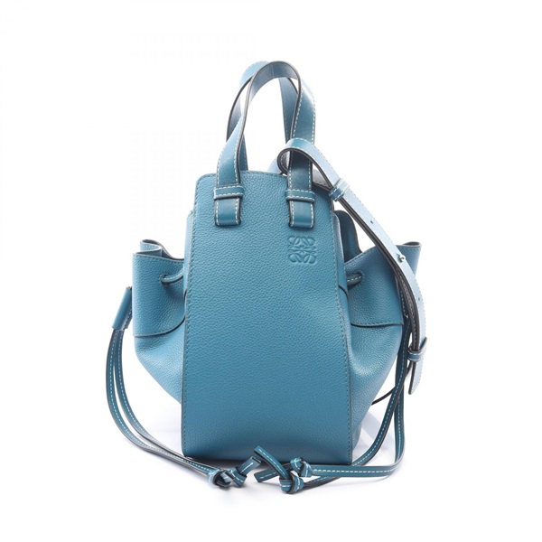 LOEWE Hammock Drawstring Small shoulder crossbody Handbag leather Blue Used