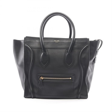 CELINE Luggage mini shopper tote Handbag leather Black Used Women