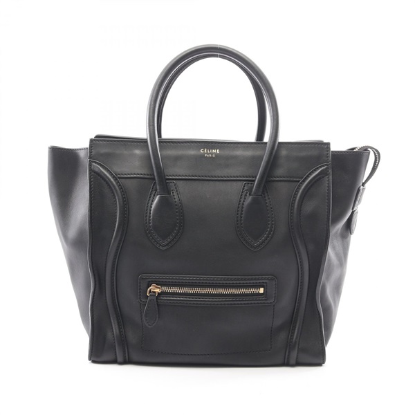 CELINE Luggage mini shopper tote Handbag leather Black Used Women