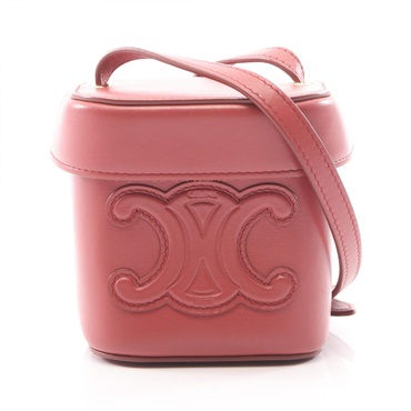 CELINE Cuir Triomphe Small Box Crossbody Shoulder Handbag leather Pink Used