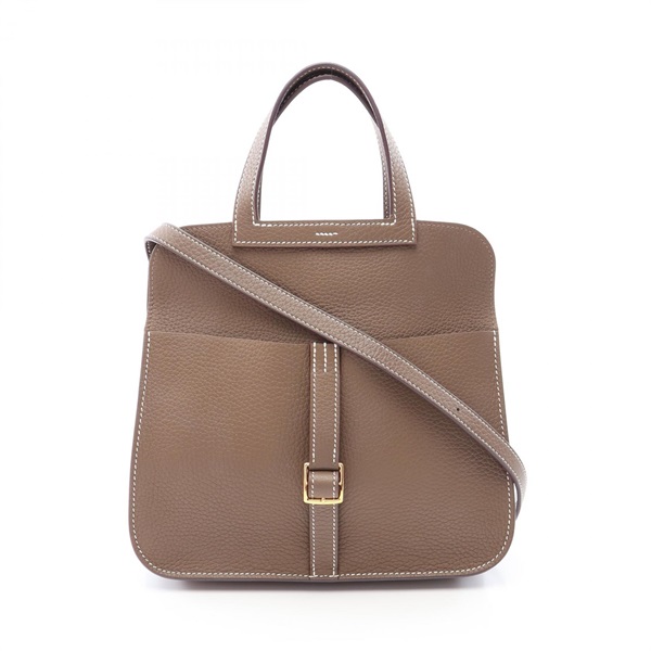 HERMES Halzan 25 Shoulder Crossbody Handbag Clemence leather Gray GHW Used Y