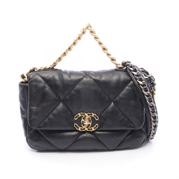 CHANEL 19 dix-neuf Matelasse chain Shoulder crossbody Bag AS1160 leather Black