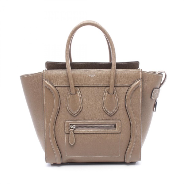 CELINE Luggage micro shopper tote Handbag 189793 leather Gray Used Women