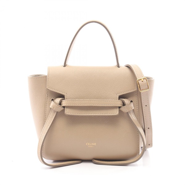 CELINE PICO BELT shoulder crossbody Handbag leather Beige Used Women