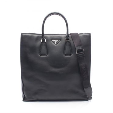 PRADA SHOPPING 2WAY Shoulder Crossbody Tote Handbag 2VG111 leather Black Used