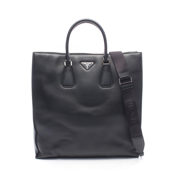 PRADA SHOPPING 2WAY Shoulder Crossbody Tote Handbag 2VG111 leather Black Used