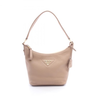 PRADA Metal logo Shoulder hand Bag 1BC278 leather Pink Used Women
