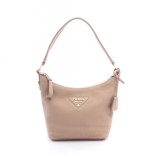 PRADA Metal logo Shoulder hand Bag 1BC278 leather Pink Used Women