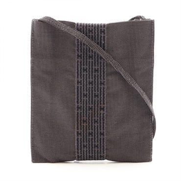 HERMES Herline pochette Shoulder crossbody Bag Nylon canvas Gray Used Women