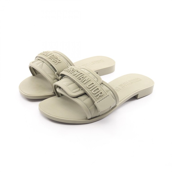 Christian Dior DIOREVOLUTION Flat Sandals Shoes #36 rubber Green Used Women