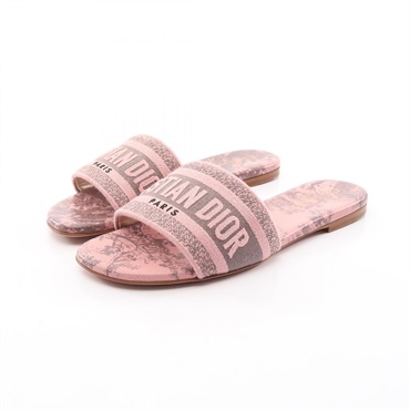 Christian Dior Dway Slide Toile de Jouy Embroidery Sandals #36 1/2 canvas Pink