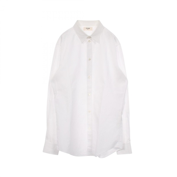 CELINE Long sleeve shirt blouse tops #39 cotton White Used Women