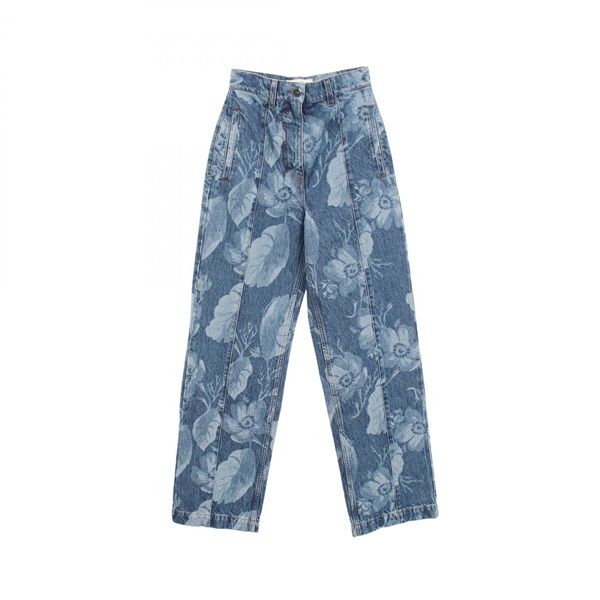 FENDI Floral Denim Pants Trousers #38 FLP868 cotton Blue Used Women