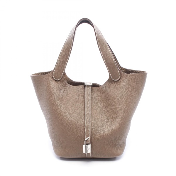 HERMES Picotin Lock MM tote Handbag Z 060991CK Taurillon Clemence etoupe SHW