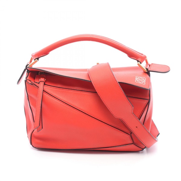 LOEWE PUZZLE BAG SMALL shoulder crossbody Handbag leather Red Used Women