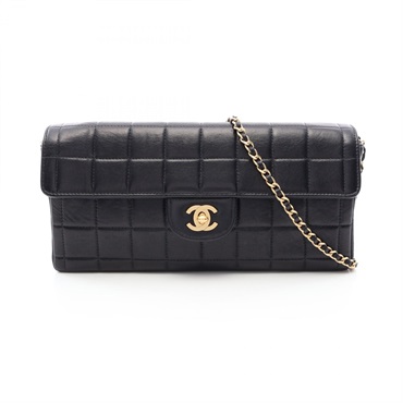 CHANEL Chocolate bar chain Shoulder Bag A15316 Lambskin Black Used Women GHW