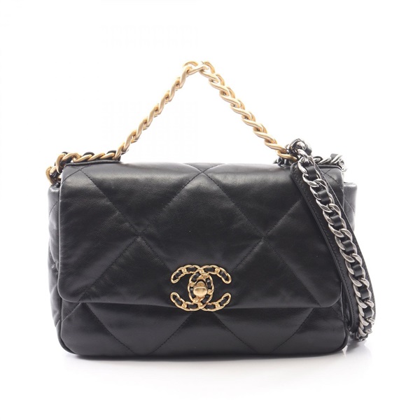 CHANEL 19 dix-neuf Matelasse chain crossbody Shoulder Bag AS1160 Lambskin Black