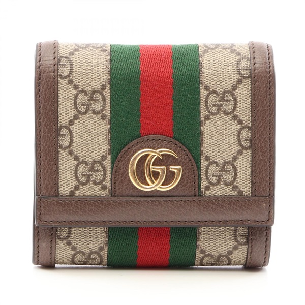 GUCCI Ophidia GG Sherry line Bi-fold Wallet Purse 598662 canvas leather Used