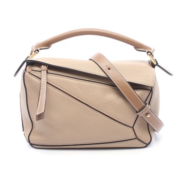 LOEWE Puzzle Edge Small shoulder crossbody Handbag leather Beige Brown Used