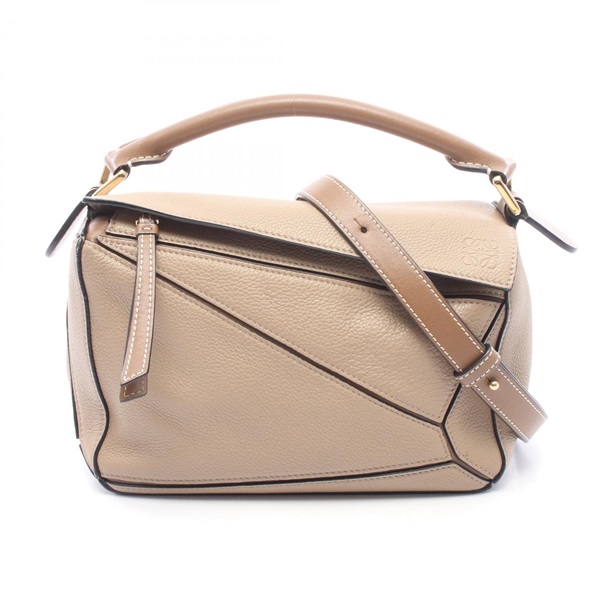 LOEWE Puzzle Edge Small shoulder crossbody Handbag leather Beige Brown Used