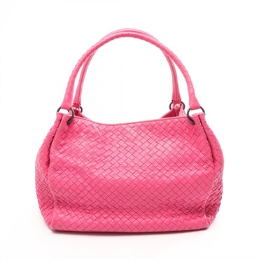 BOTTEGA VENETA Intrecciato Tote Shoulder Handbag leather Pink Used Women