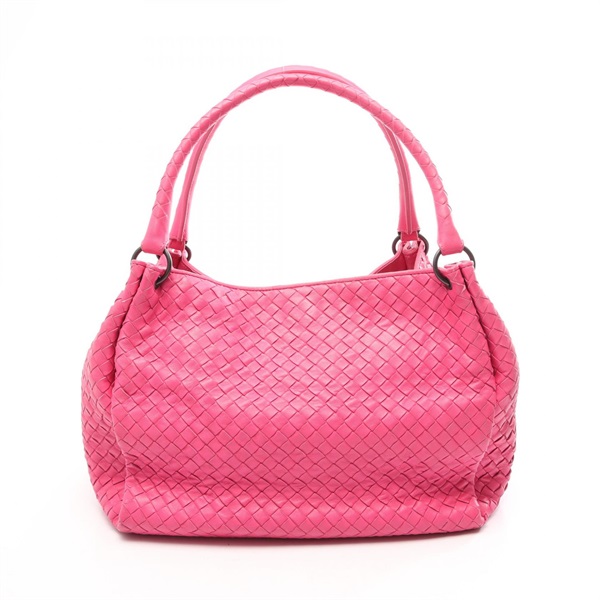 BOTTEGA VENETA Intrecciato Tote Shoulder Handbag leather Pink Used Women