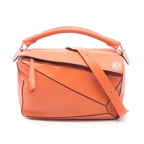 LOEWE Puzzle Bag Medium shoulder crossbody Handbag leather Orange Used Women