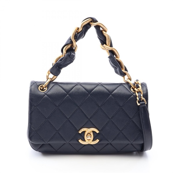 CHANEL Matelasse crossbody chain Shoulder Bag AS2387 Lambskin leather Navy GHW