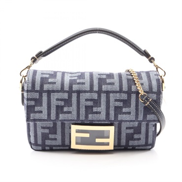 FENDI Mini Baguette Small Chain Crossbody Handbag 8BS017AWVAF0NAP denim NEW