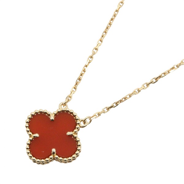 Van Cleef & Arpels Vintage Alhambra Carnelian Necklace 18KYG Gold Red Used Women