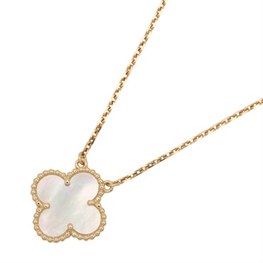 Van Cleef & Arpels Vintage Alhambra Mother of Pearl Necklace 18KYG Used Women