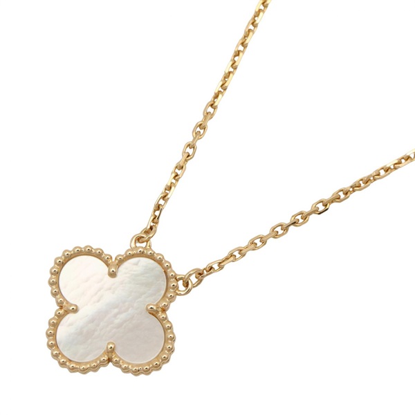 Van Cleef & Arpels Vintage Alhambra Mother of Pearl Necklace 18KYG Used Women