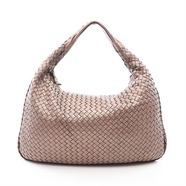 BOTTEGA VENETA Intrecciato metallic Shoulder hand Bag leather Brown Used Women