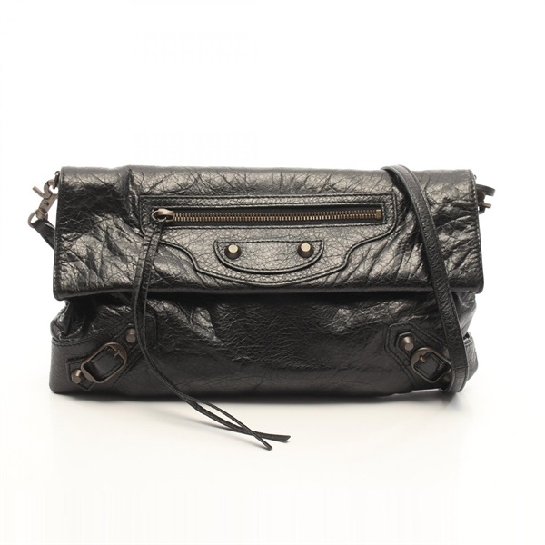 BALENCIAGA Classic Envelope Crossbody Shoulder Bag 319376 leather Black Used