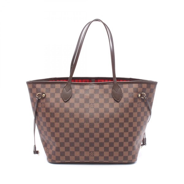 LOUIS VUITTON Neverfull MM Tote hand Bag N51105 Damier leather Brown Ebene Used