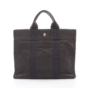 HERMES Herline PM Tote hand Bag 101056M canvas Nylon Gray Used Women SHW