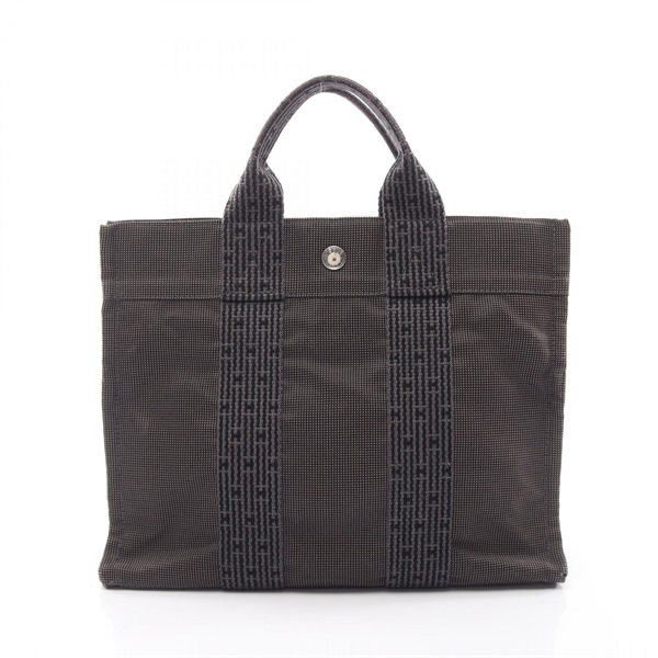 HERMES Herline PM Tote hand Bag 101056M canvas Nylon Gray Used Women SHW