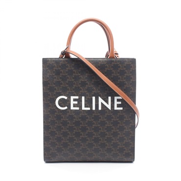 CELINE Small Vertical Cabas Triomphe shoulder crossbody Tote Bag canvas leather