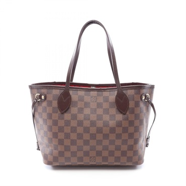 LOUIS VUITTON Neverfull PM Tote hand Bag N51109 Damier leather Ebene Used Women