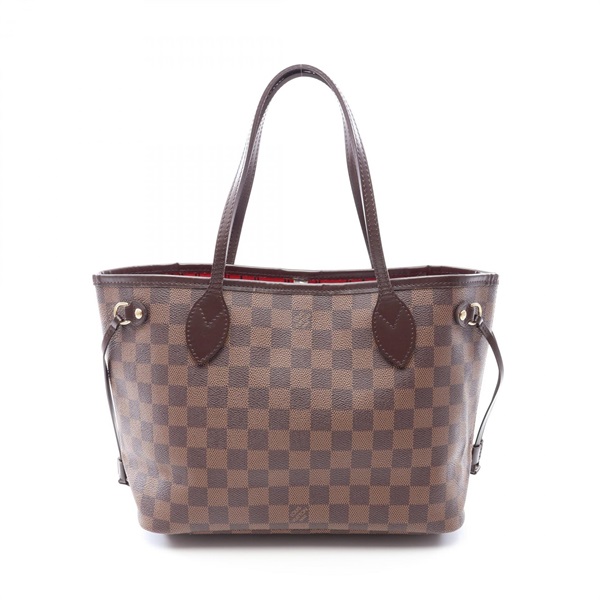 LOUIS VUITTON Neverfull PM Tote hand Bag N51109 Damier leather Ebene Used Women