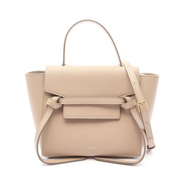 CELINE Belt bag nano shoulder crossbody Handbag leather Beige Used Women